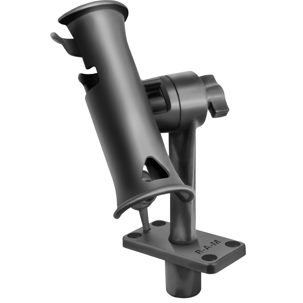 RAM Mount RAM Tube Jr. fishing rod holder with 6-inch post and flush mount base, designed for secure fishing rod support.