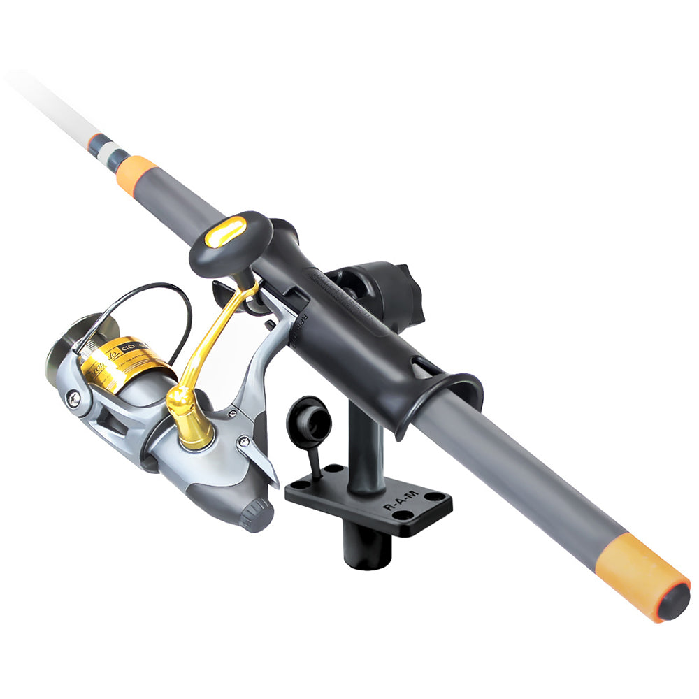 RAM Mount RAM Tube Jr. fishing rod holder with 6-inch post and flush mount base for secure fishing rod storage.