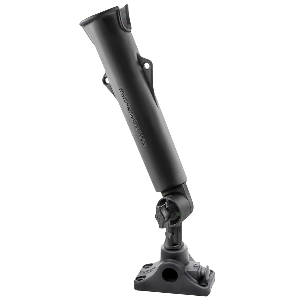 RAM Tough-Tube Fishing Rod Holder w/3" Length Spline Post, Combination Bulkhead/Flat Surface Base &amp; Plunger