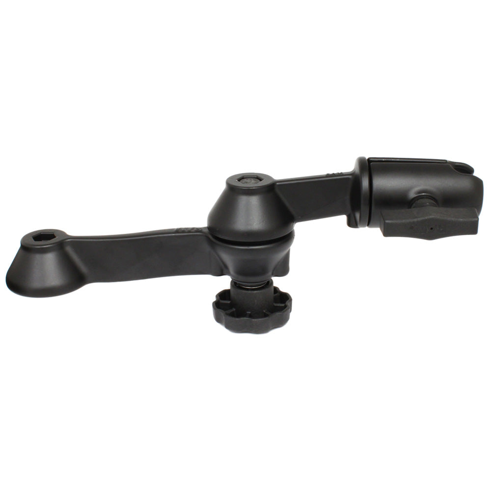 RAM Mount 12-inch double swing arm with open swivel and single socket for versatile mounting applications.