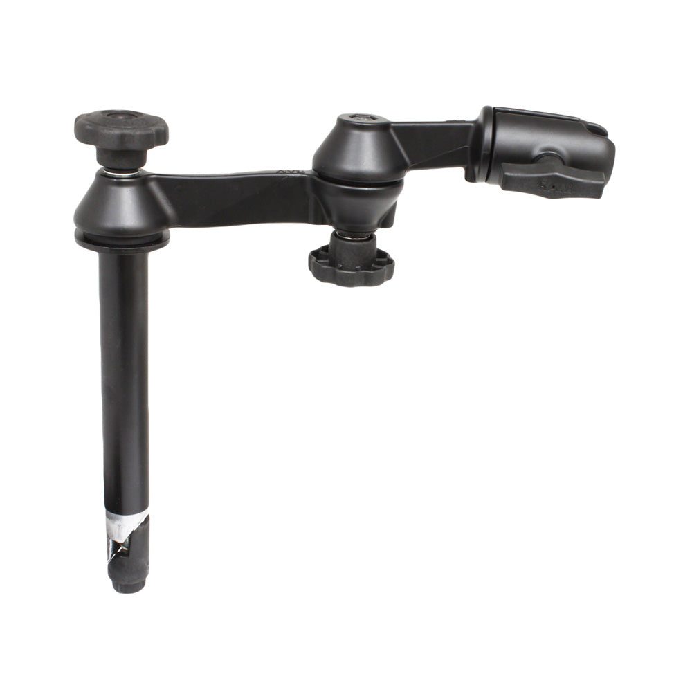 RAM Mount Double Swing Arm with 8-inch Male Tele-Pole, sturdy mount for flexible device positioning, no ball base included.