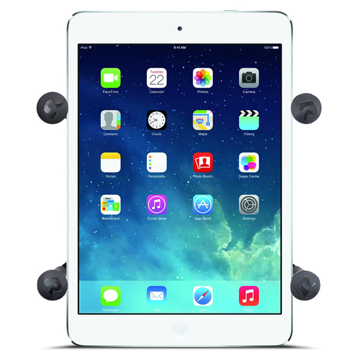 RAM Mount X-Grip universal tablet holder with 1-inch ball for secure mounting of tablets in vehicle or on surfaces.