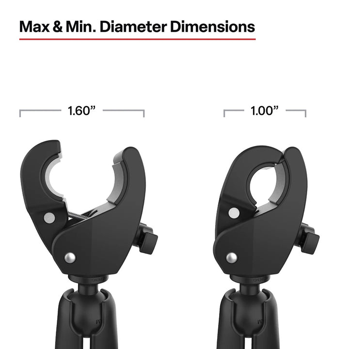 RAM Mount trolling motor stabilizer with Tough-Claw clamp bases for secure mounting of trolling motors.