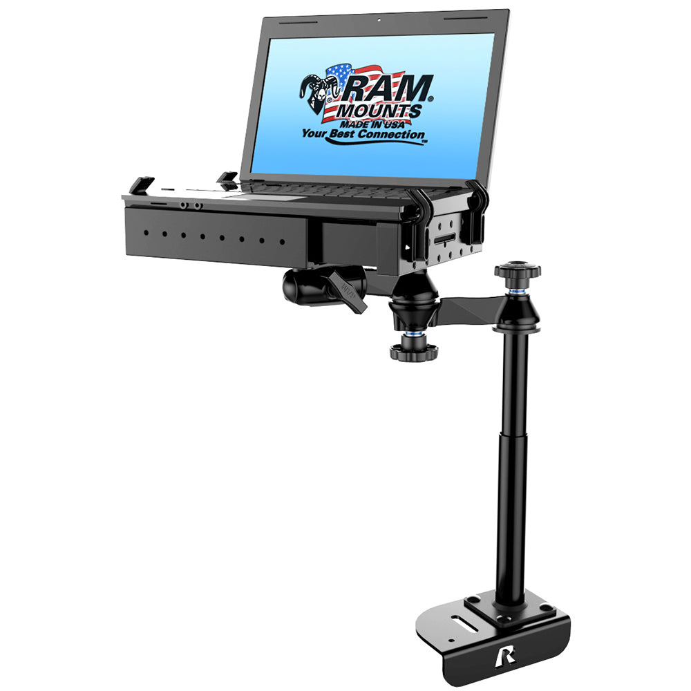 RAM Mount No-Drill Laptop Mount for Ford Transit Full Size Van, vehicle laptop mount by RAM Mounting Systems, securely installed.