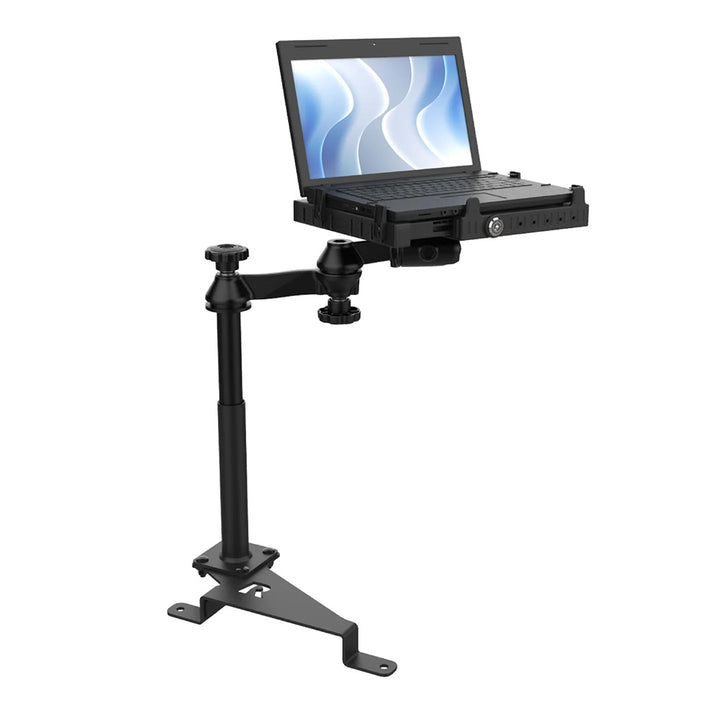 RAM Mount RAM No-Drill Laptop Mount for Ford F-150 and F-250 trucks, shown installed in vehicle interior.