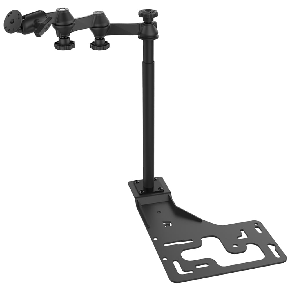 RAM Mounts No-Drill Universal Vehicle Mount with double swing arm for heavy-duty trucks, designed for secure device attachment.