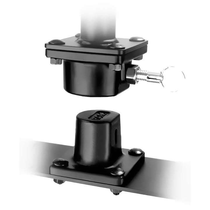 RAM Mount Remove-A-Pole Base for vehicle mounts, featuring durable construction and quick removal design by RAM Mounting Systems.