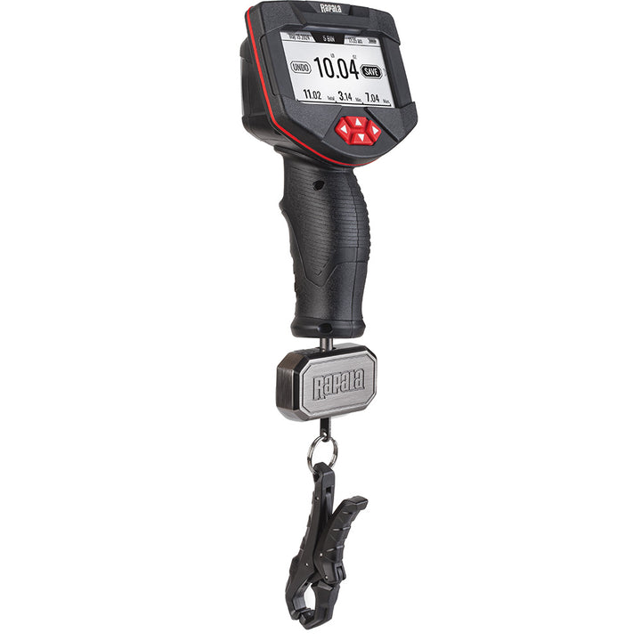 Rapala 20lb high-visibility digital fishing scale with digital display for accurate weight measurement of catches.