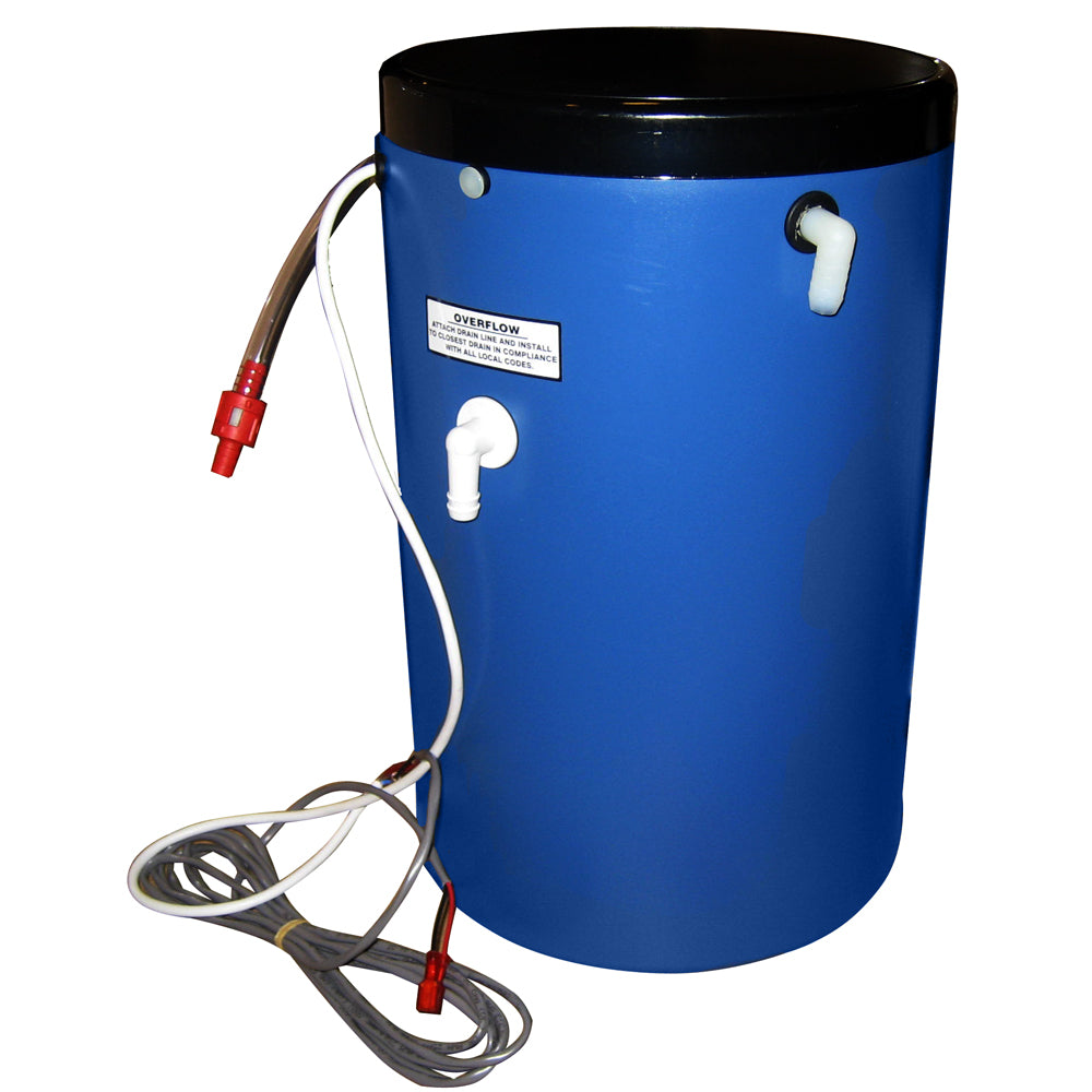 Raritan 4-gallon salt feed tank with 12V pump, marine accessories for saltwater aquarium maintenance.