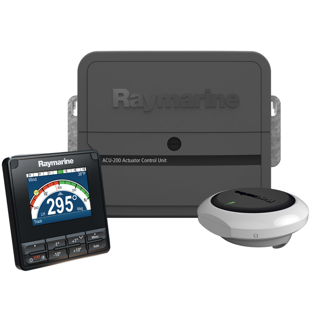 Raymarine EV-200 Sail Evolution Autopilot device for sailboats, showing control panel and wiring components.