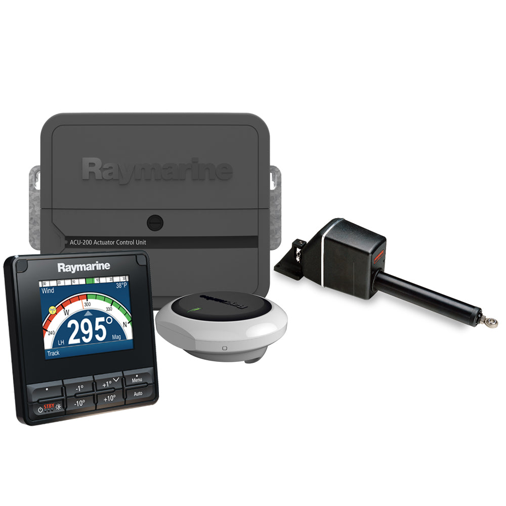Raymarine EV-200 Sail Linear Drive Evolution Autopilot system for sailing vessels, featuring electronic autopilot components.