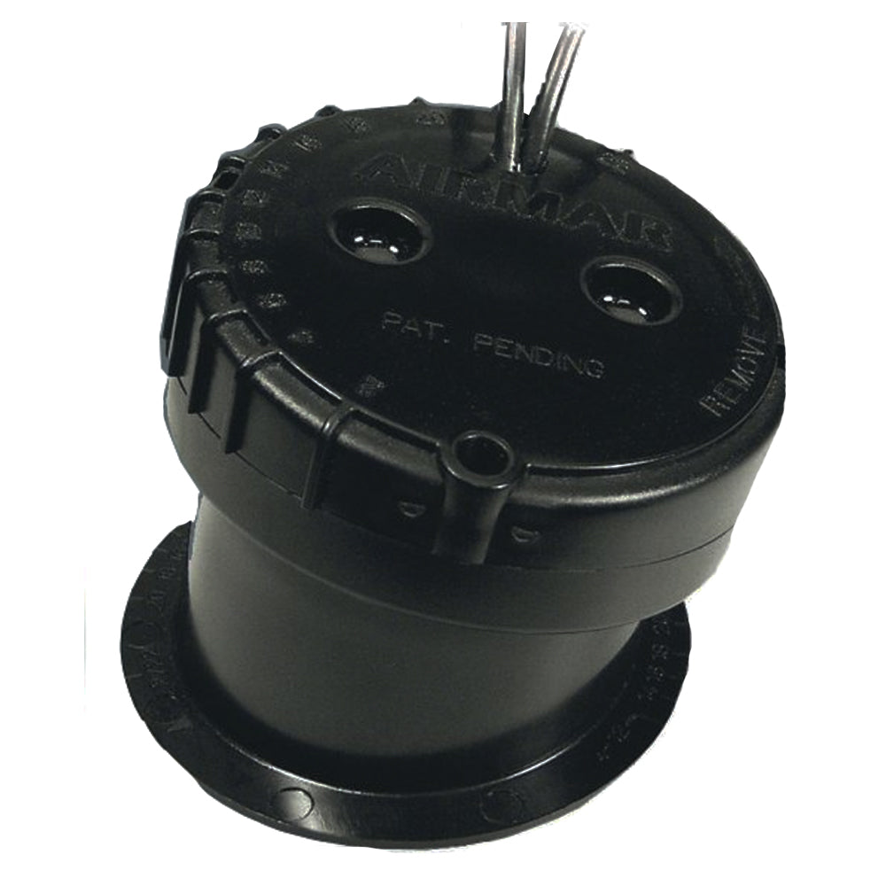 Raymarine P79 adjustable in-hull transducer for boat sonar and depth measurement, shown mounted on a vessel hull.