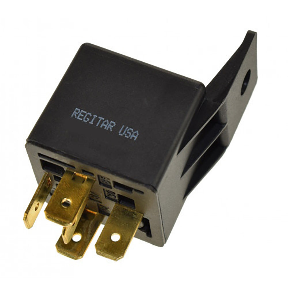 Regitar USA 30AMP relay with 5 terminals, single pole double throw, automotive engine relay accessory, black plastic housing