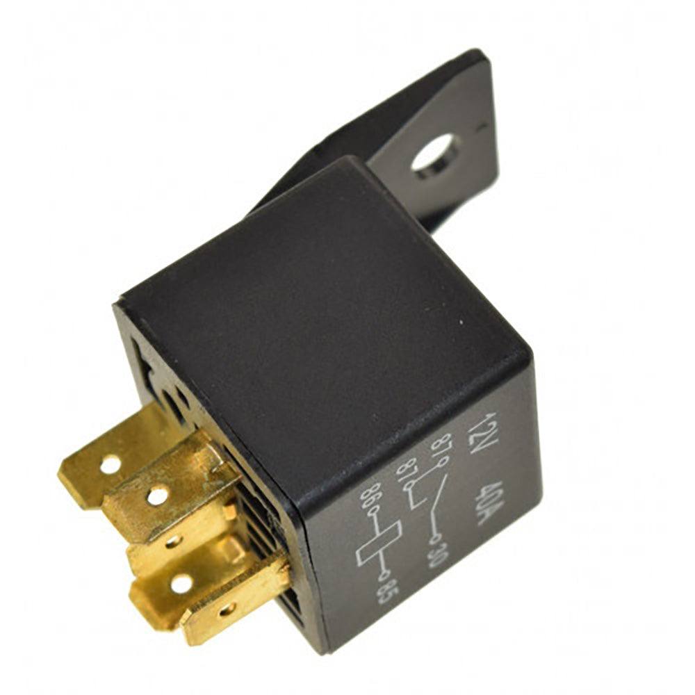 Regitar USA relay with tab, 30AMP, 5-terminal, single pole double throw, automotive engine accessory.