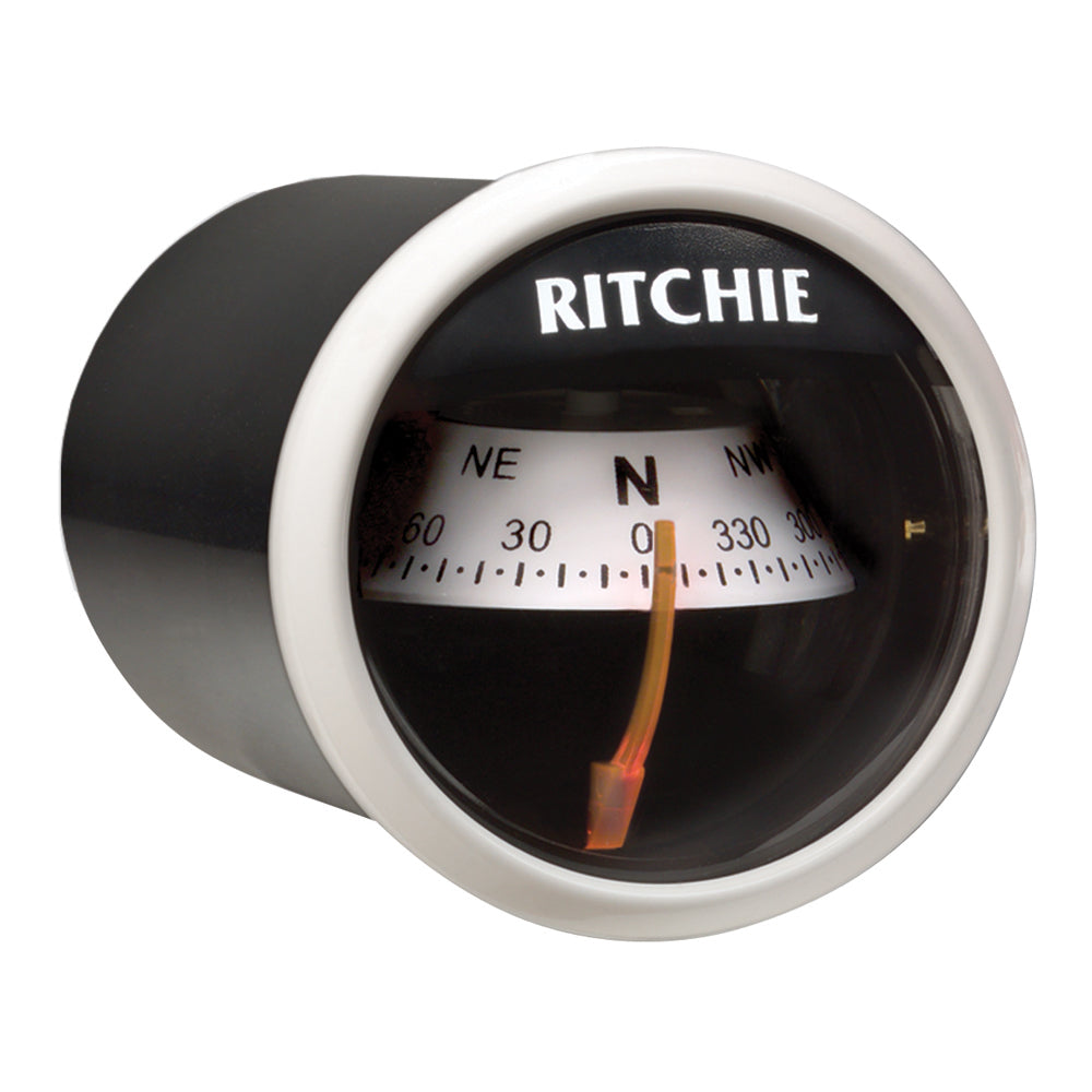 Ritchie X-23WW RitchieSport compass dash mount in white and black, designed for marine navigation and boat instrumentation.
