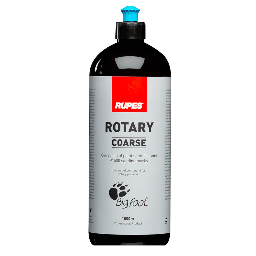 RUPES Coarse Polishing Compound for Rotary Polishers in a 1000ml bottle, ideal for cleaning and polishing surfaces.