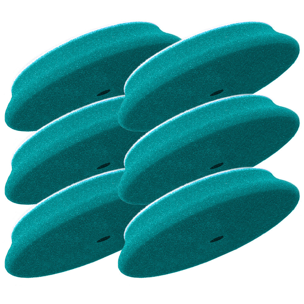 Six RUPES D-A Intermediate Foam Polishing Pads, 40mm light blue color, designed for automotive cleaning and polishing.