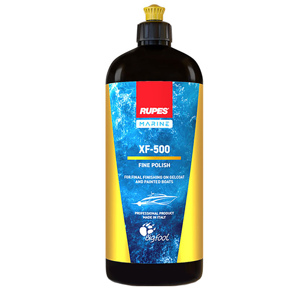 RUPES Marine XF-500 Fine Polish in 1000ml bottle, used for cleaning and polishing marine surfaces with a smooth finish.