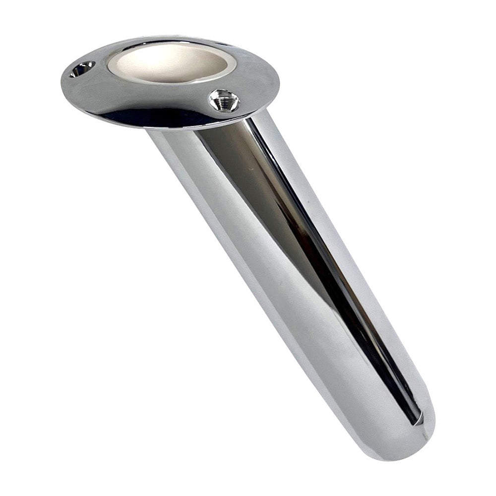 Rupp Marine 30-degree fixed standard rod holder mounted on a boat, designed for secure fishing rod storage.