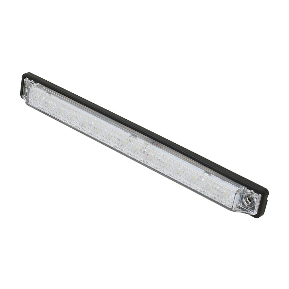 Scandvik 8-inch blue LED light strip with gasket, 12V marine accessory, mounted for underwater or boat interior lighting.