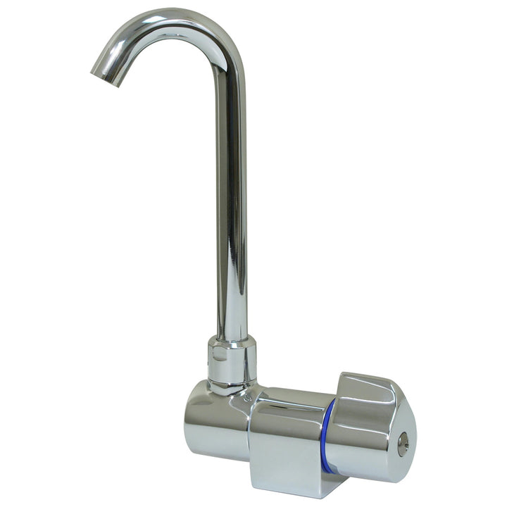 Scandvik ceramic family tap with folding spout in chrome finish, bathroom accessories fixture with sleek, modern design.