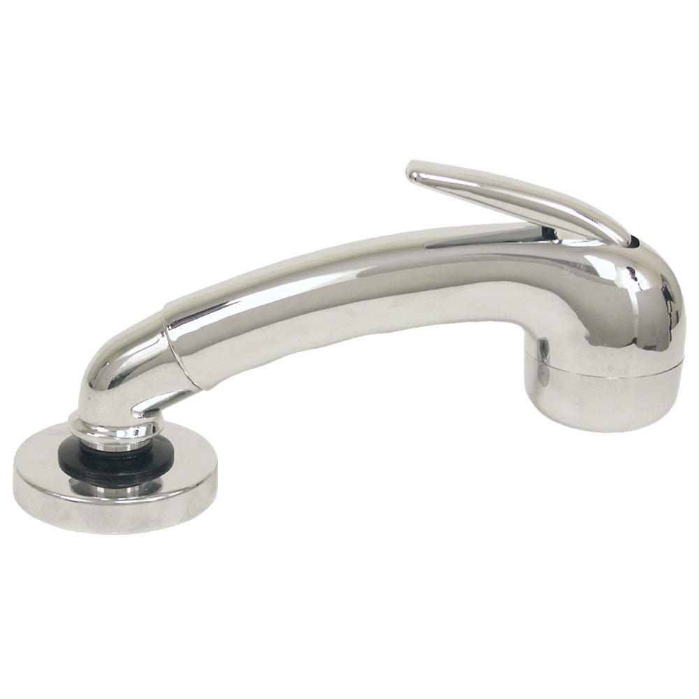 Scandvik chrome Euro sprayer with 6-foot black nylon hose, designed as a bathroom or kitchen faucet accessory.