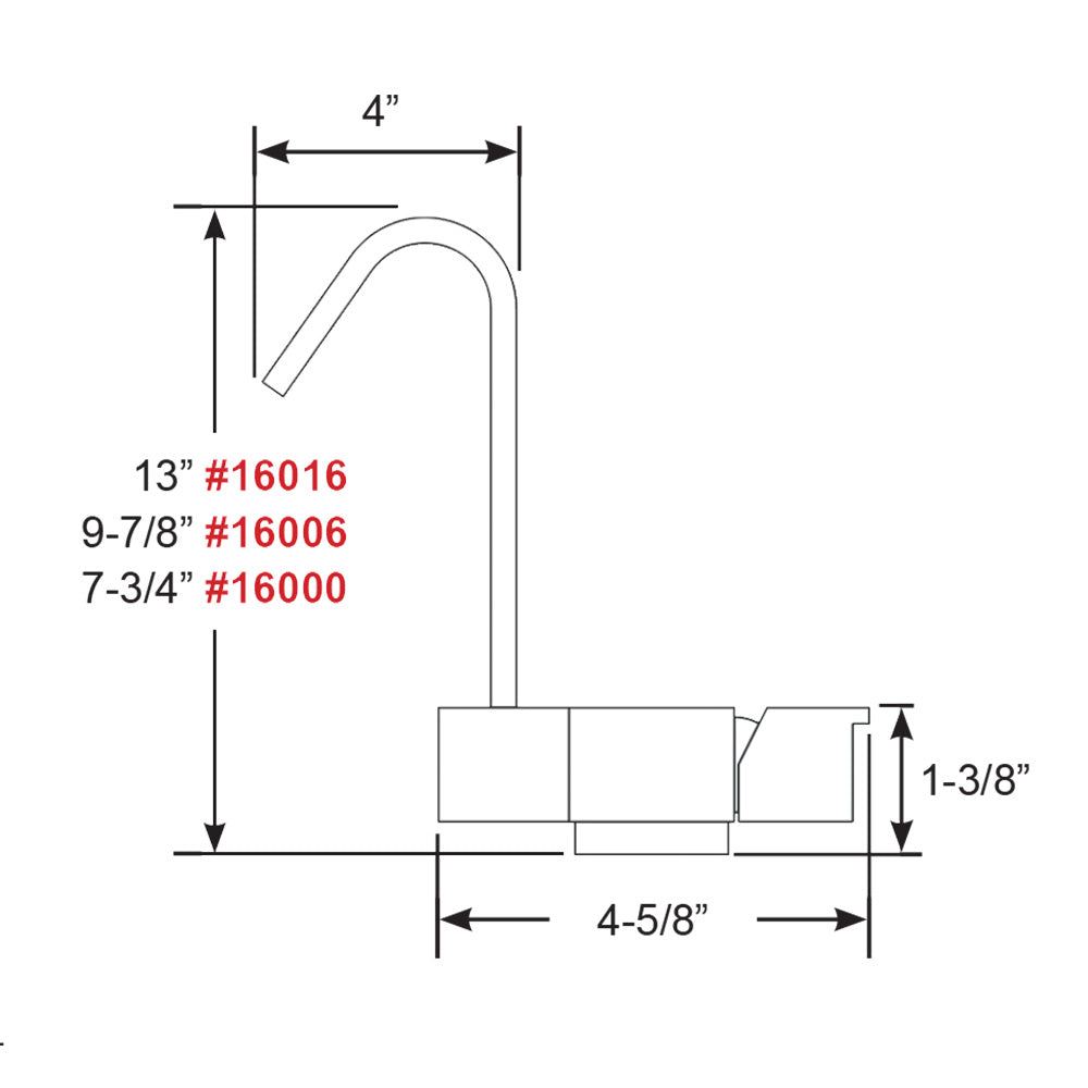 Scandvik geometric style fold-down mixer accessory with 7.75-inch height, designed for versatile kitchen or bathroom use.