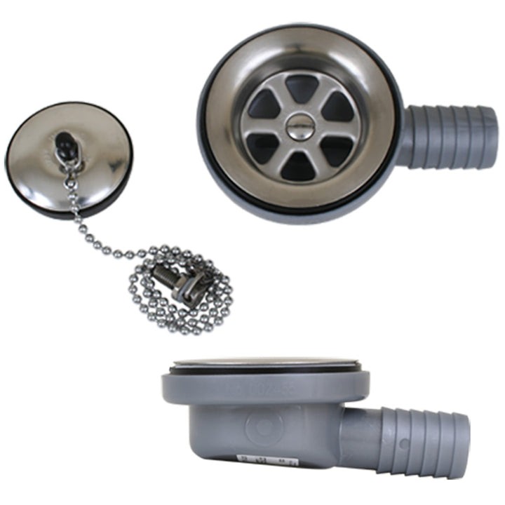 Scandvik low profile drain stopper with 1-inch outlet, bathroom sink accessory, made of durable material for effective drainage.