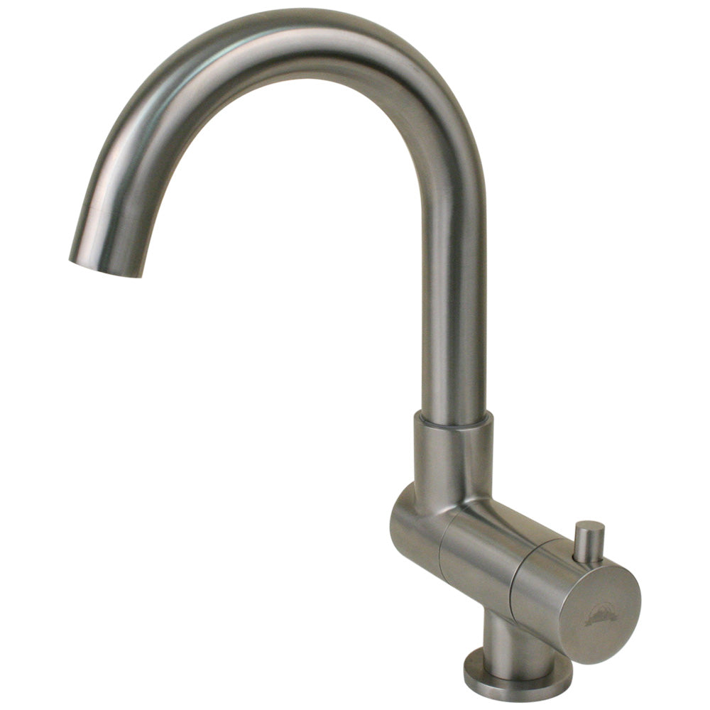 Scandvik Nordic folding stainless steel J-spout tap accessory with sleek design and polished finish.