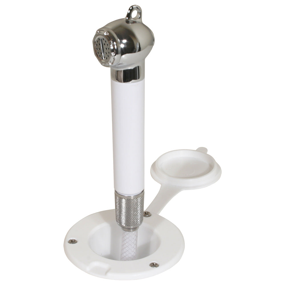 Scandvik recessed transom shower with 6-foot hose in white, compact bathroom accessories for outdoor or marine use