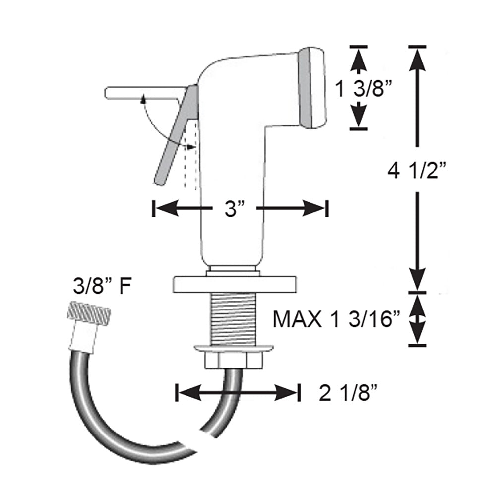 Scandvik white straight handle pull-out sprayer with 6-foot hose, accessory for kitchen or bathroom sinks.