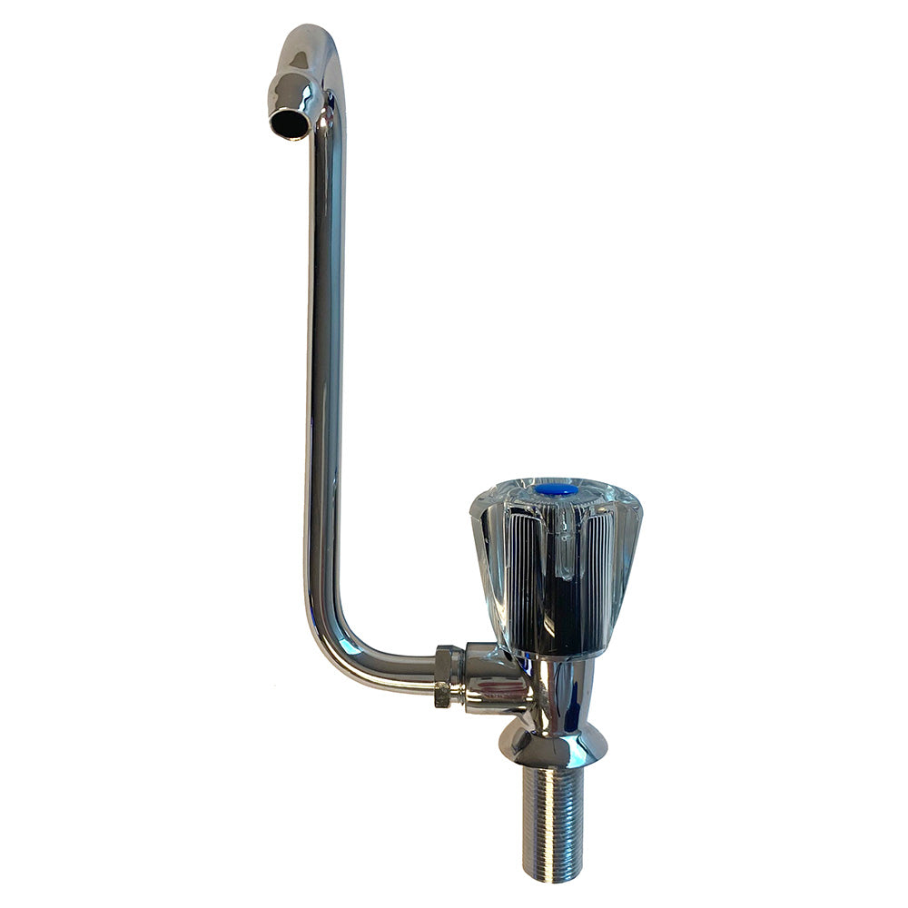 Scandvik Chrome faucet with folding spout, bathroom or kitchen accessory, sleek modern design, metal finish.
