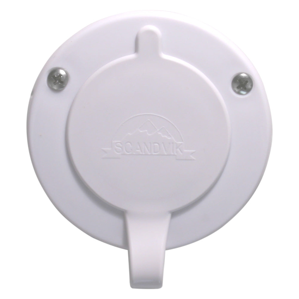 Scandvik white vertical cup cap for accessories, designed for Scandvik PN 1075, shown in a close-up view.