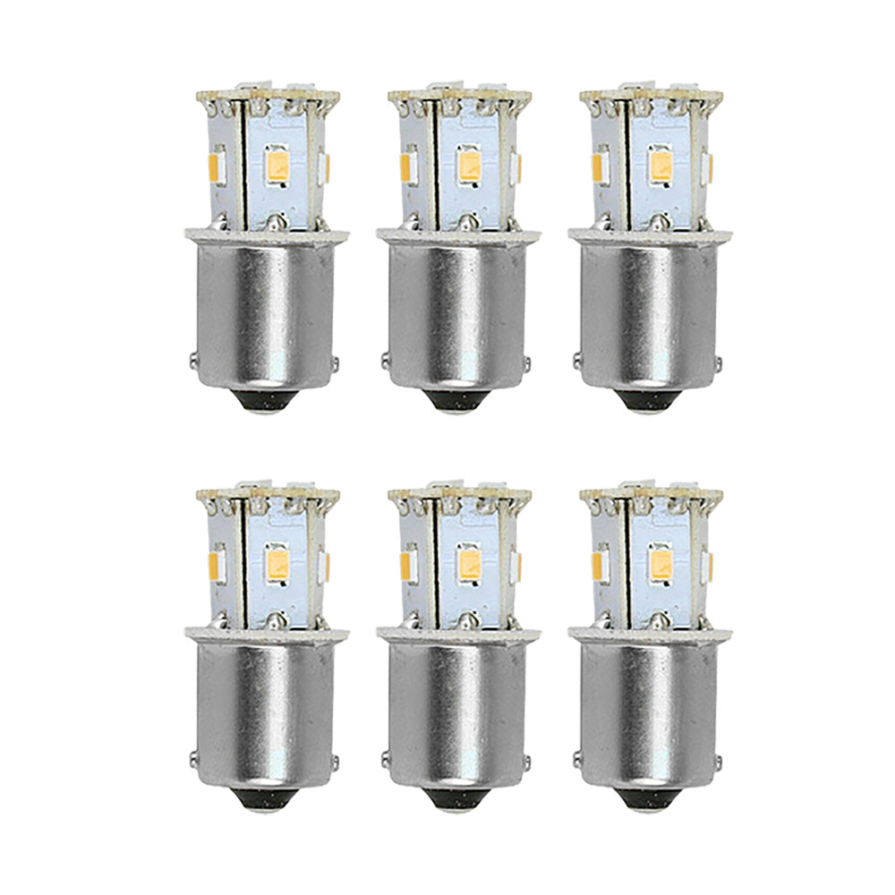 Set of six Scandvik 41155 warm white bulbs, energy-efficient LED bulbs for marine and outdoor lighting applications.