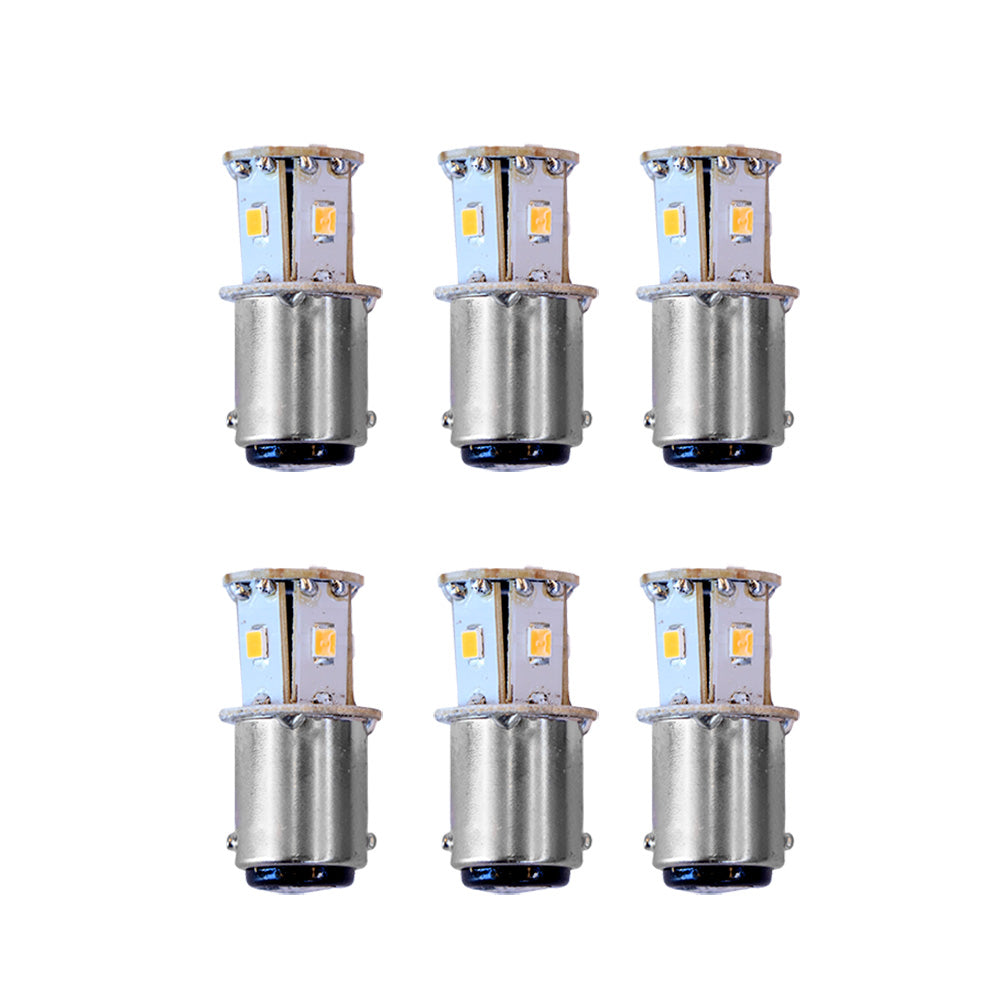 Six Scandvik 41158 warm white bulbs in a pack, ideal for home lighting, showcasing clear glass and filament inside.