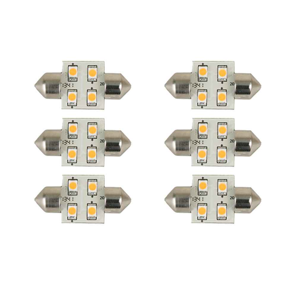 Six Scandvik 41161 cool white bulbs, energy-efficient LED lighting bulbs, suitable for marine and household use.