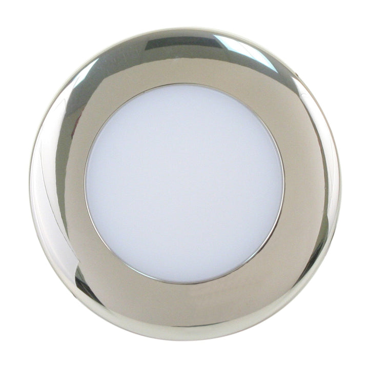 Scandvik A2.5 4-color downlight with stainless steel trim, dome style, 8-30V voltage, perfect for modern lighting installations.