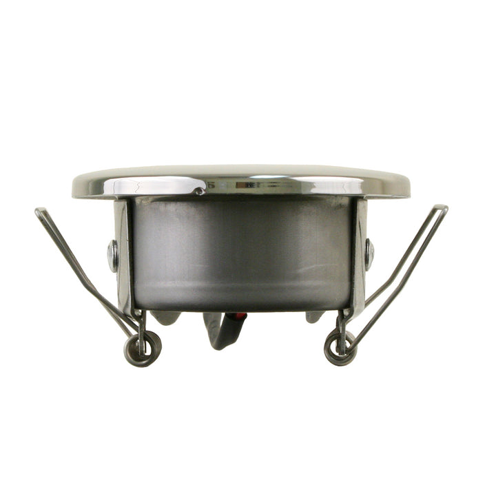 Scandvik A2.5 4-color LED downlight with stainless steel trim, 8-30V, installed in a ceiling for ambient lighting.