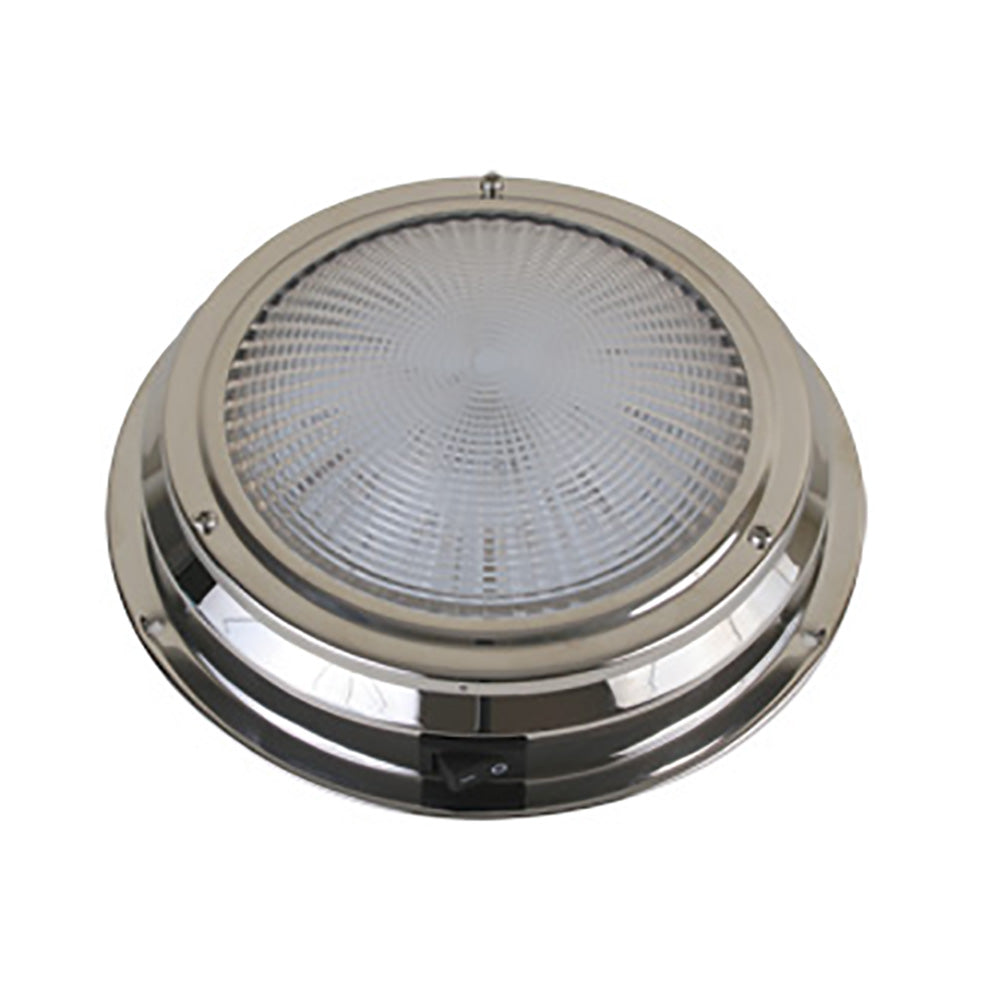 Scandvik LED dome light in traditional stainless steel, 5.5-inch size, 12V boat down light with modern design.