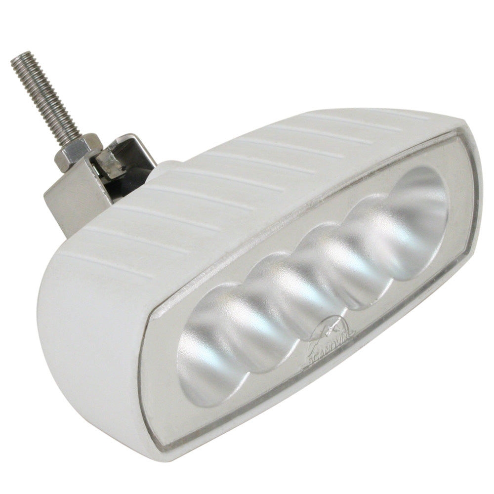 Scandvik white bracket mount LED spreader light for boats, designed for flood and spread lighting applications.