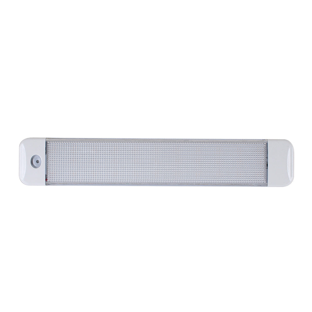 Scandvik 10-inch white and blue cabin interior courtesy light with switch, suitable for 10-30V systems on boats or RVs.