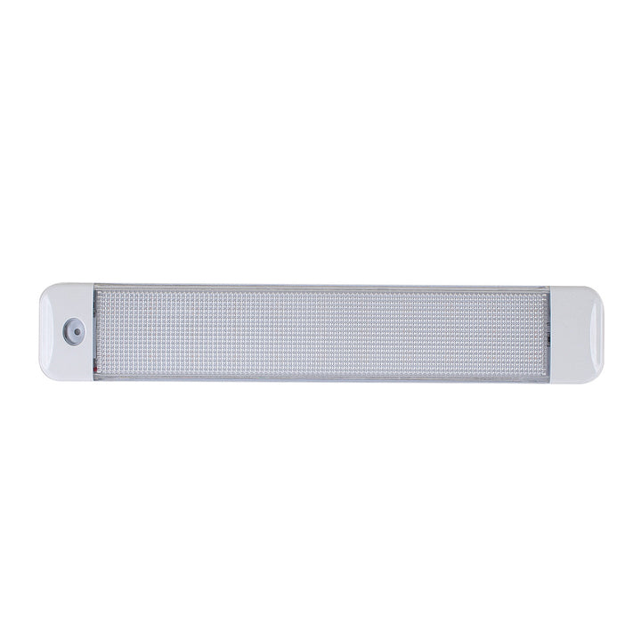 Scandvik 10-inch white and blue cabin interior courtesy light with switch, suitable for 10-30V systems on boats or RVs.