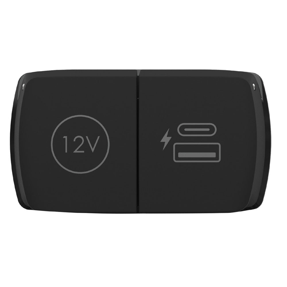 Scanstrut Flip Pro Duo accessory with USB-A, USB-C ports and 12V power socket, designed for marine or outdoor use.