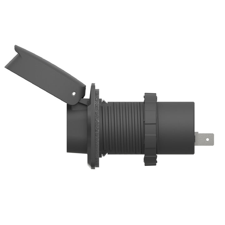 Scanstrut Flip Pro Duo accessory with USB-A, USB-C ports and 12V power socket, designed for marine or vehicle use.