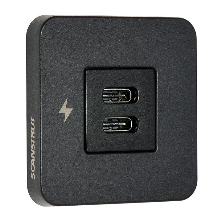 Scanstrut TILE USB-C interior charging socket with black bezel, 12/24V accessory for convenient power charging in vehicles.