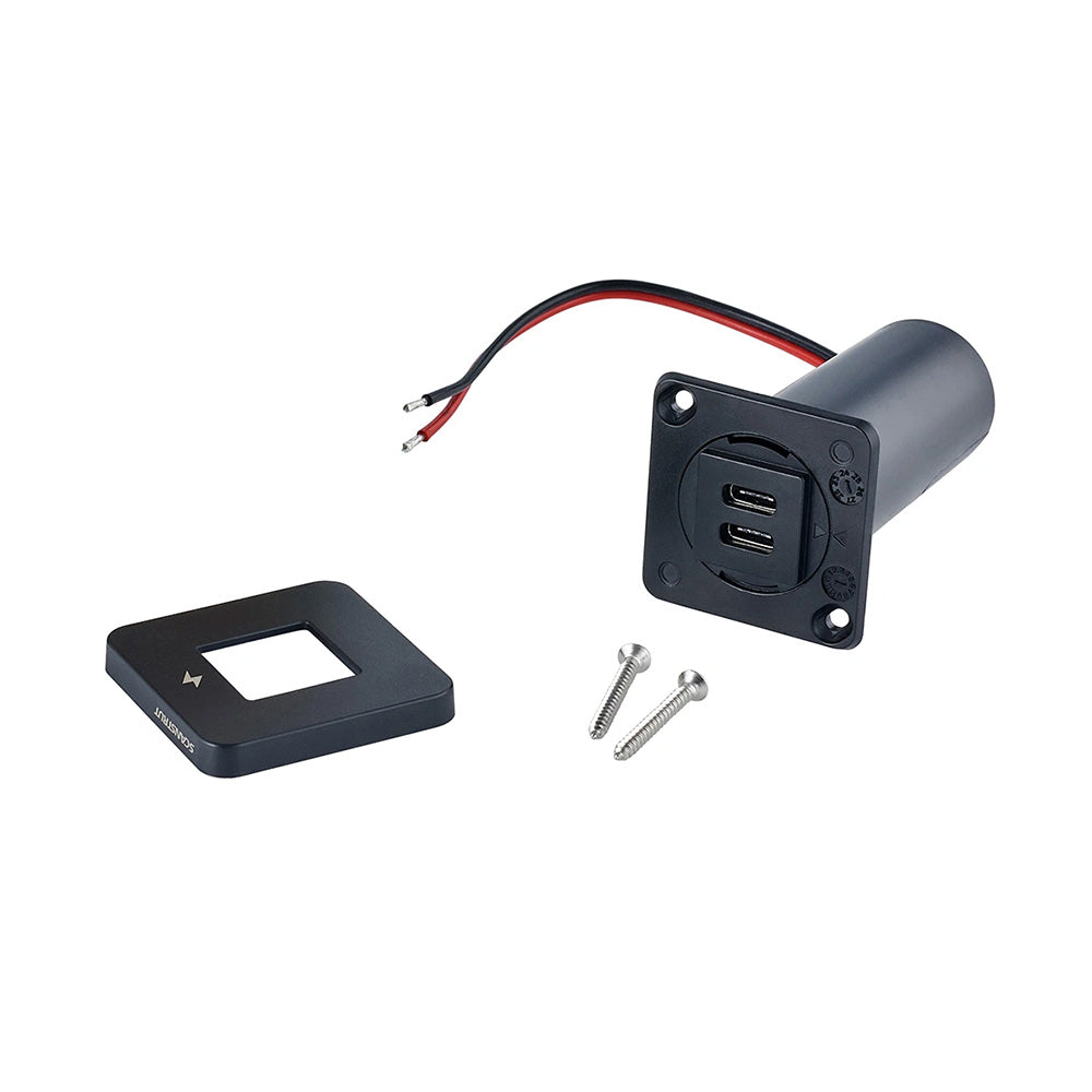 Scanstrut TILE USB-C interior charging socket with black bezel, 12/24V power accessory for marine or vehicle use.
