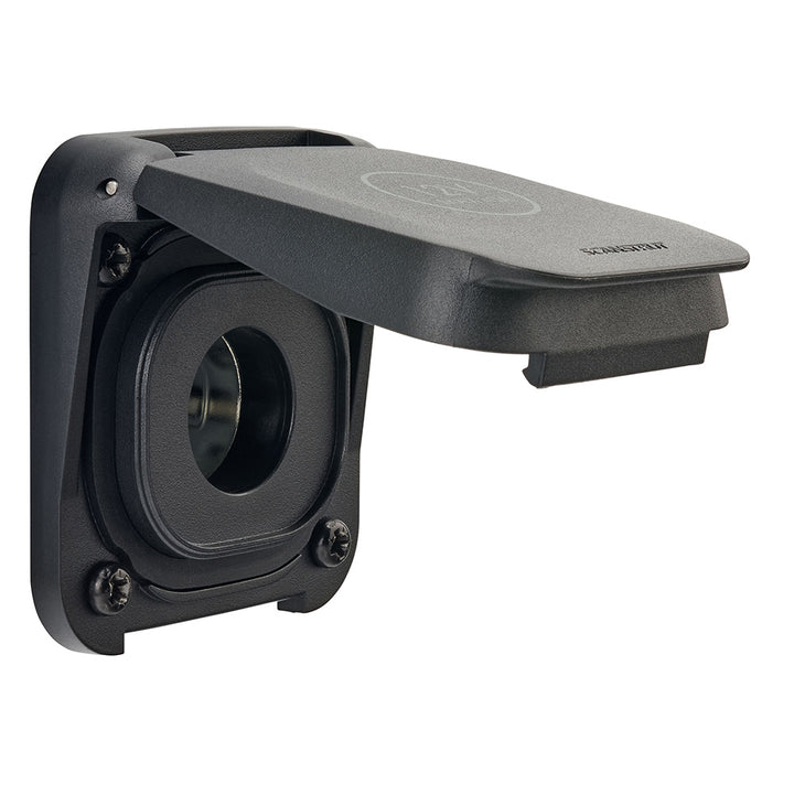 Scanstrut Ventura Series 12V Power Outlet accessory installed on marine equipment, featuring durable weatherproof design.