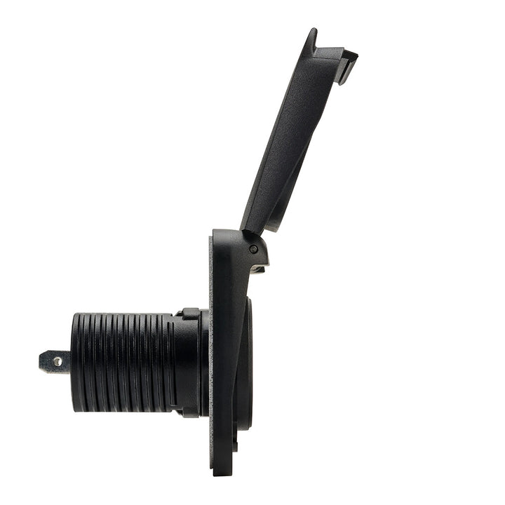 Scanstrut Ventura Series 12V Power Outlet accessory mounted on a marine panel, showing durable weatherproof design for boats.