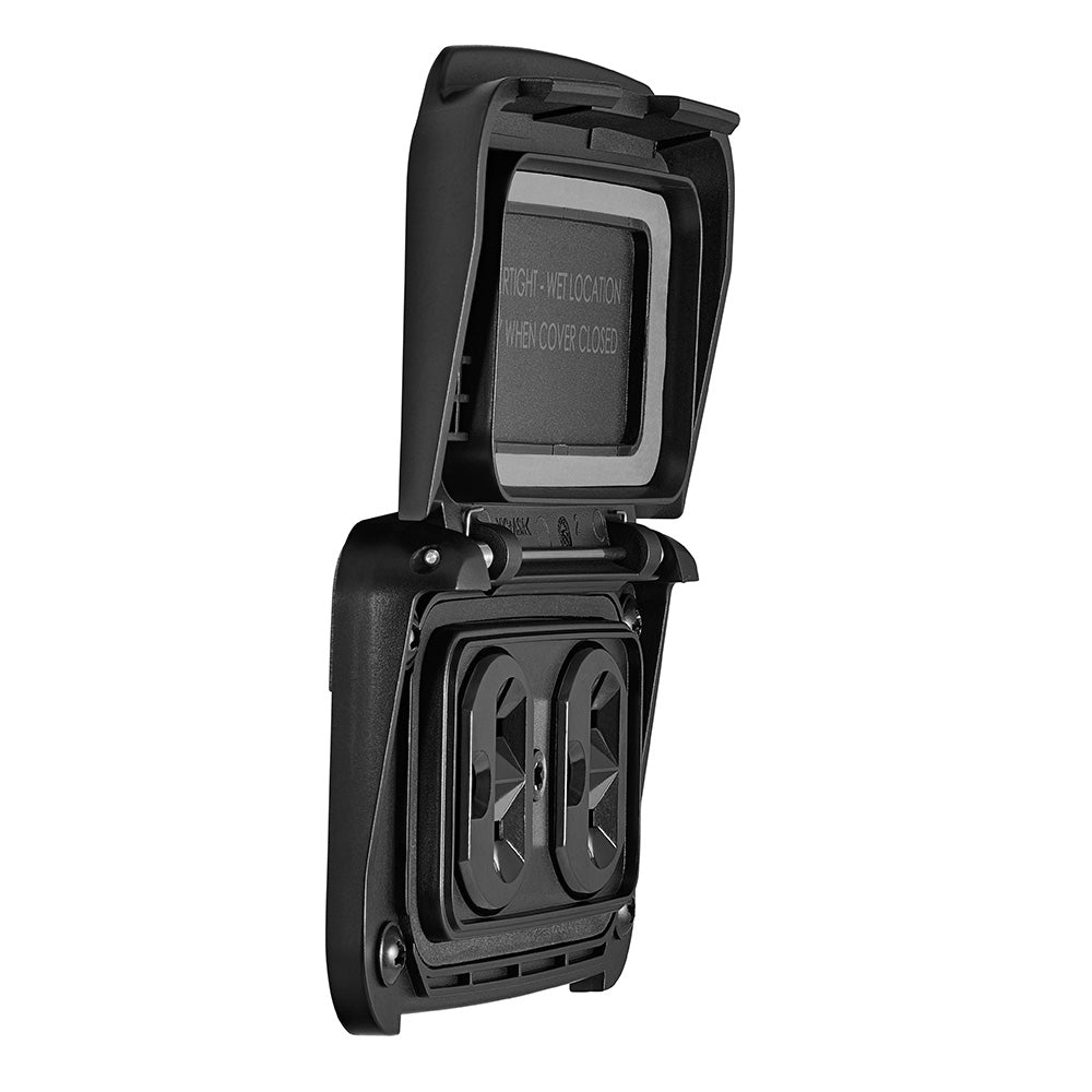 Scanstrut Ventura Series dual AC outlet with 125V, 20A capacity, marine-grade electrical accessory for boats and vessels.