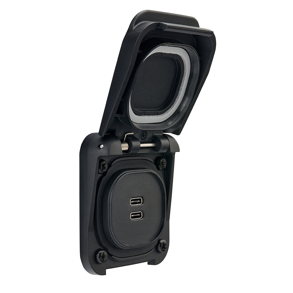 Scanstrut Ventura Series Dual USB-C Socket accessory mounted on a marine panel for charging devices.